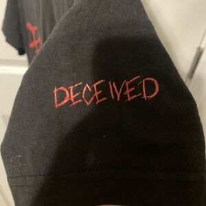 Black T-Shirt with Red 'DECEIVED' Print